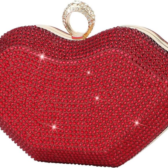 Dazzling Red Rhinestone Evening Bag with Clasp - Glamorous Clutch for Events